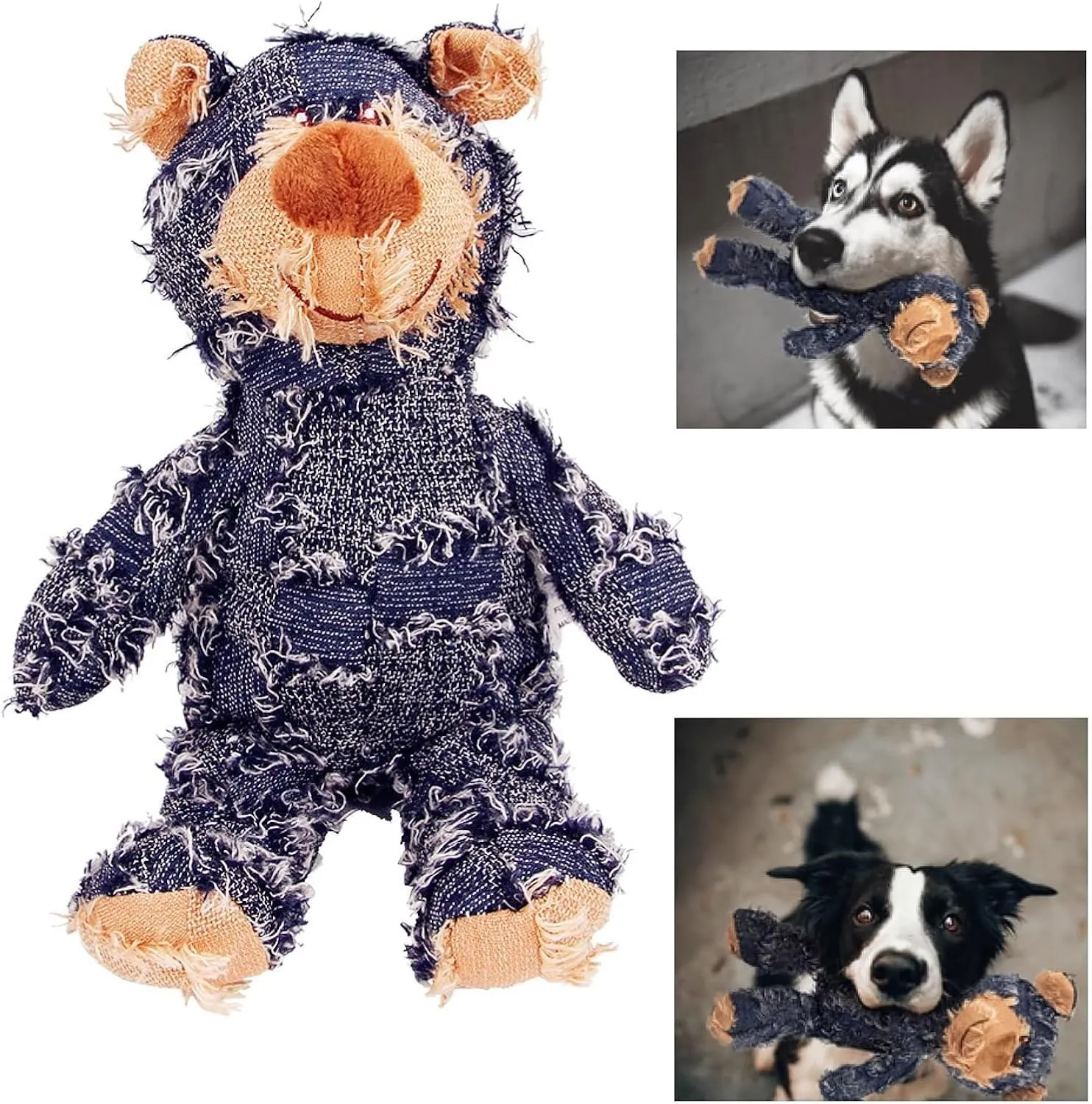 2023 New Indestructible Robust Bear-large Size-Dogs Toys, Dog Companion for Heavy Chewers, Durable Squeaky Dog Toys for Heavy Chewers, Plush Dog Toy, Interactive Dog Toys for Boredom (A-Blue)