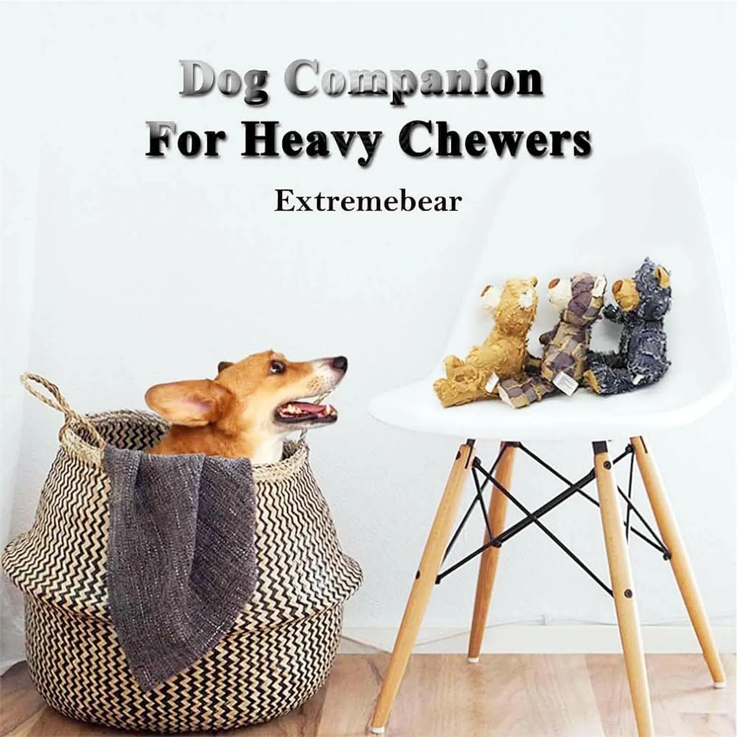 2023 New Indestructible Robust Bear-large Size-Dogs Toys, Dog Companion for Heavy Chewers, Durable Squeaky Dog Toys for Heavy Chewers, Plush Dog Toy, Interactive Dog Toys for Boredom (F-B C)