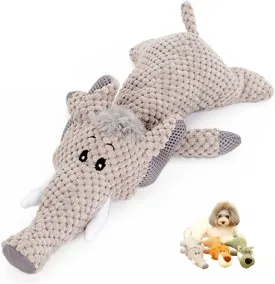 2024 New Robust Animal Designed for Heavy Chewers-large Size-Indestructible Robust Dogs Toys, Durable Squeaky Dog Toys for Heavy Chewers, Plush Dog Toy, Interactive Dog Toys for Boredom (B-Grey)