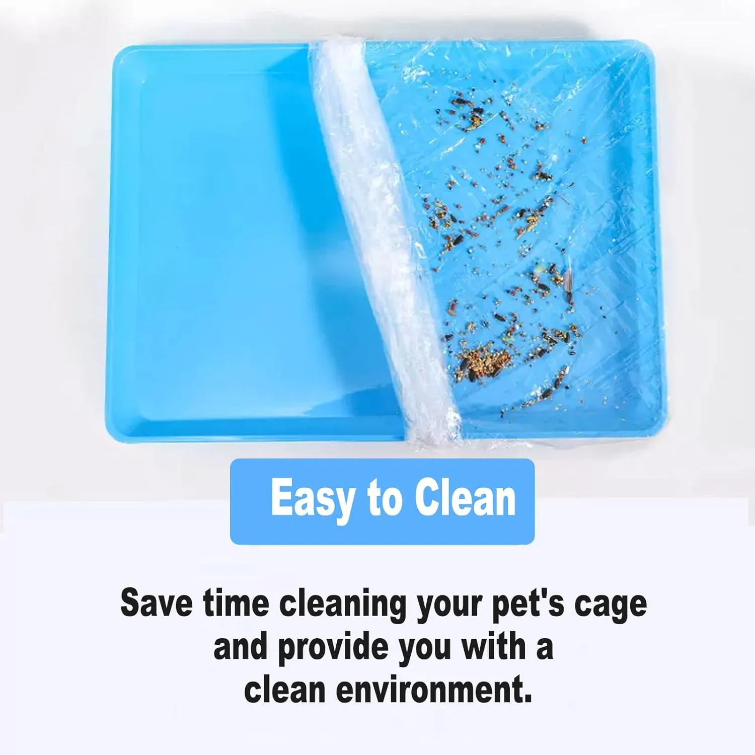 50Pcs Large Rabbit Cage Liner Disposable Bunny Cage Liner Bag 34'' X 22''- Clear Elastic Pet Toilet Film Small Animal Tray Covers for Bunnies Ferrets Chinchillas Birds - Leak Proof & No Mess