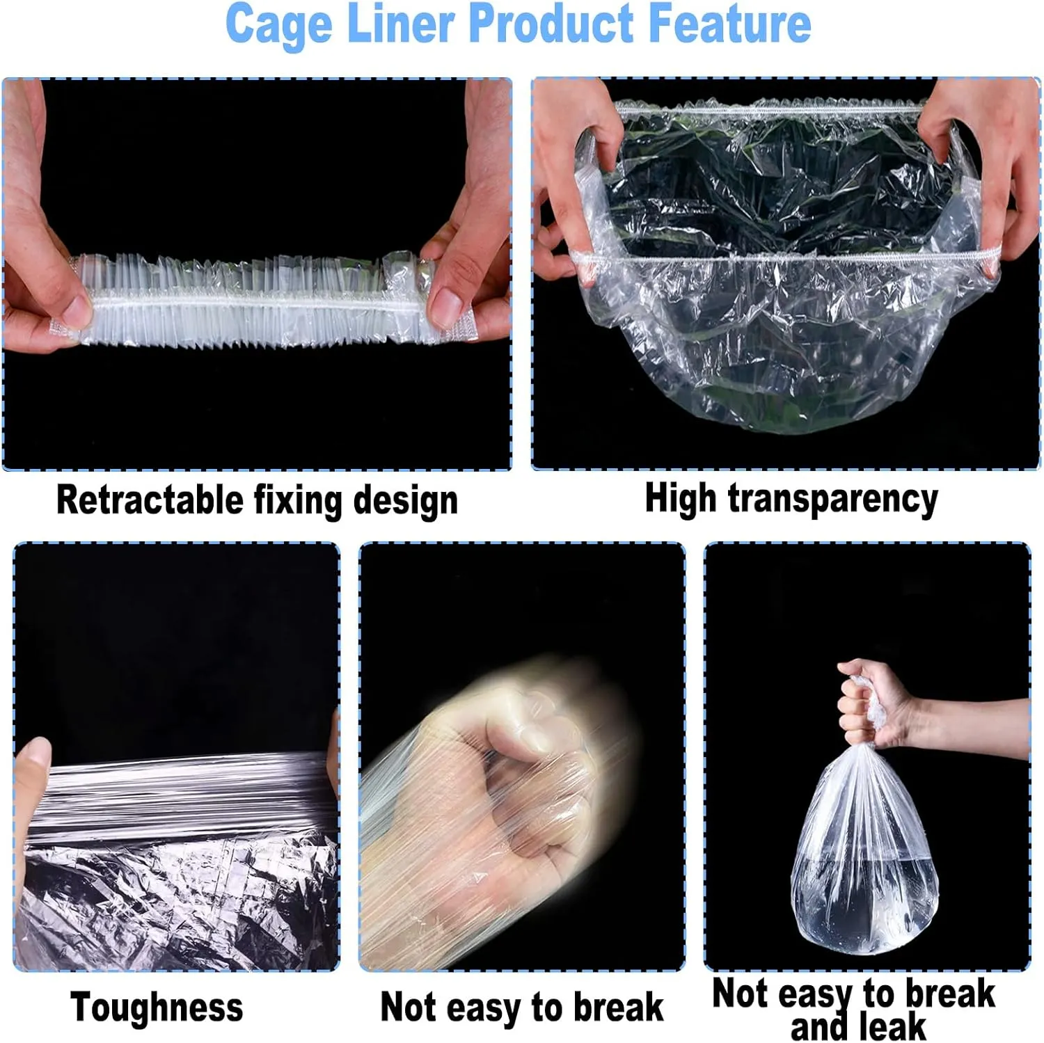 50Pcs Large Rabbit Cage Liner Disposable Bunny Cage Liner Bag 34'' X 22''- Clear Elastic Pet Toilet Film Small Animal Tray Covers for Bunnies Ferrets Chinchillas Birds - Leak Proof & No Mess