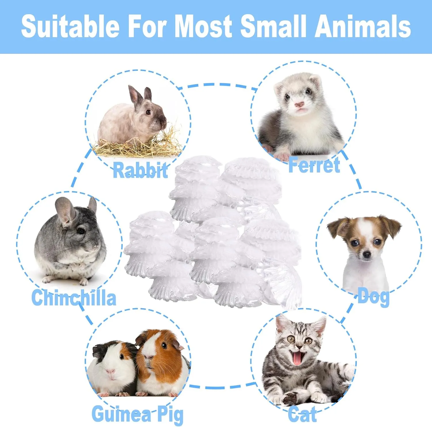 50Pcs Large Rabbit Cage Liner Disposable Bunny Cage Liner Bag 34'' X 22''- Clear Elastic Pet Toilet Film Small Animal Tray Covers for Bunnies Ferrets Chinchillas Birds - Leak Proof & No Mess