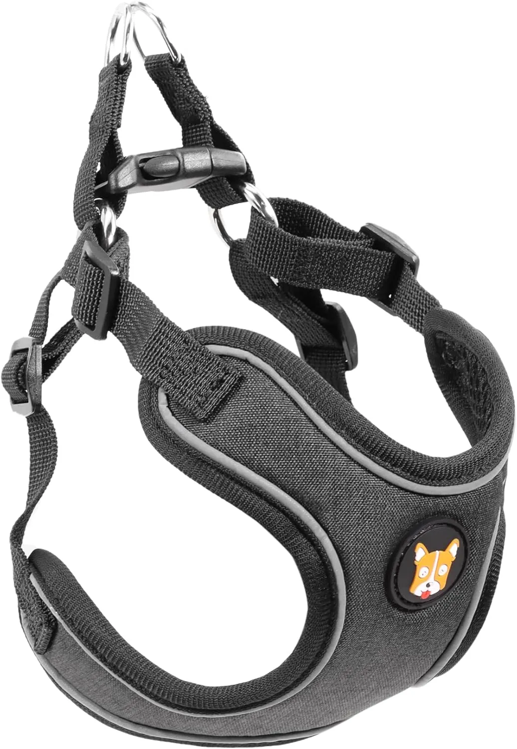 Adjustable Dog Harness Vest and Leash Set for Small, Medium Dogs No Pull, Step in Escape Proof Reflective Easy Walk Puppy Harness, Black, S (Comes with A Measuring Tape)