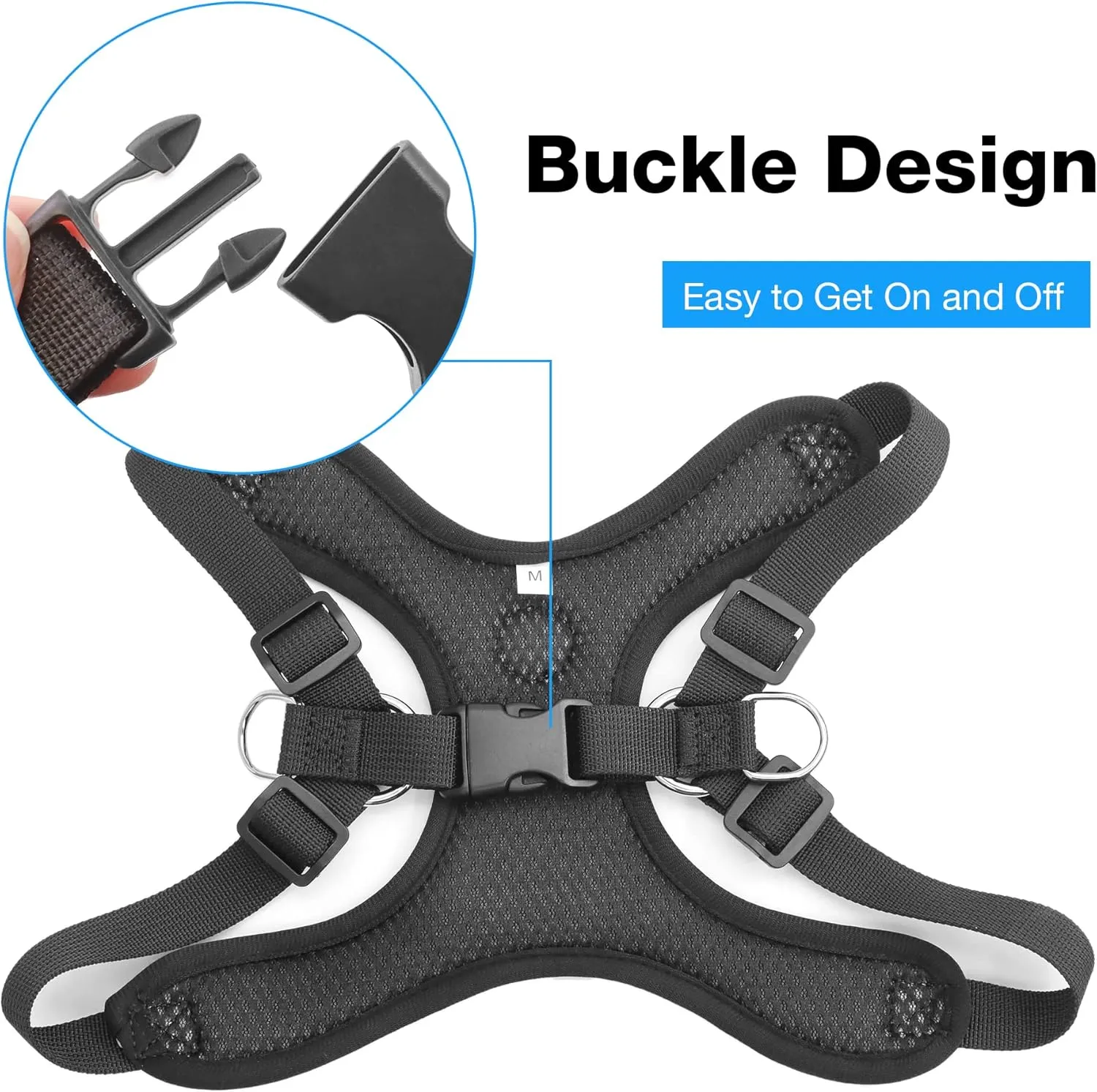 Adjustable Dog Harness Vest and Leash Set for Small, Medium Dogs No Pull, Step in Escape Proof Reflective Easy Walk Puppy Harness, Black, S (Comes with A Measuring Tape)