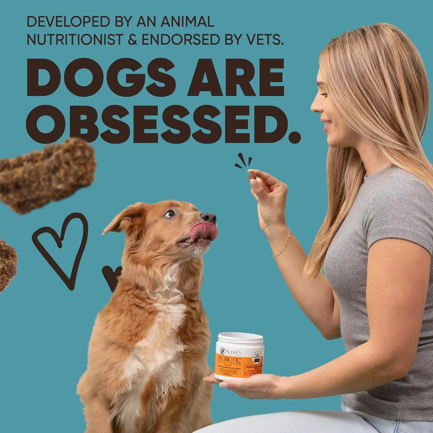 Avery's Holistic Paws Probiotic Dental Sticks for Pets- Soft Healthy Dog Treats-No Hide Chews-Dental Care-Breath Treats-Soft Chews to Freshen Dogs Breath-Clean Breath Starts Inside Avery's Pet