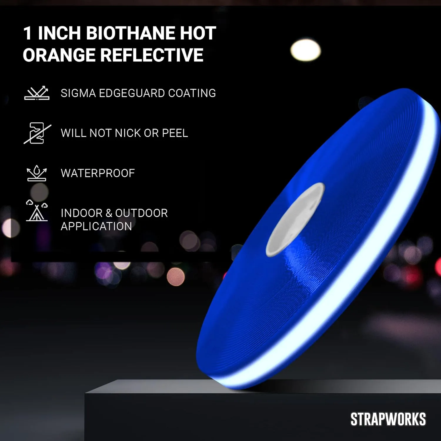 BioThane Gold Series Coated Reflective Webbing - Waterproof Heavy Duty Strap - 1" x 5 yd, Pacific Blue