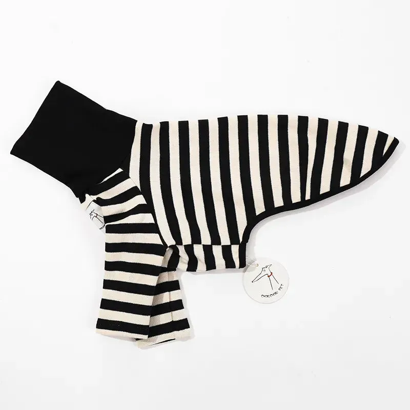 Black and White Striped Italian Greyhound Dog Clothes - Stylish Spring and Summer Fashion - Pet Black White Striped Clothing New Italian Greyhound Spring Summer Dog Clothes For Dogs Shirt Couple Cat Dog Clothing Puppy
