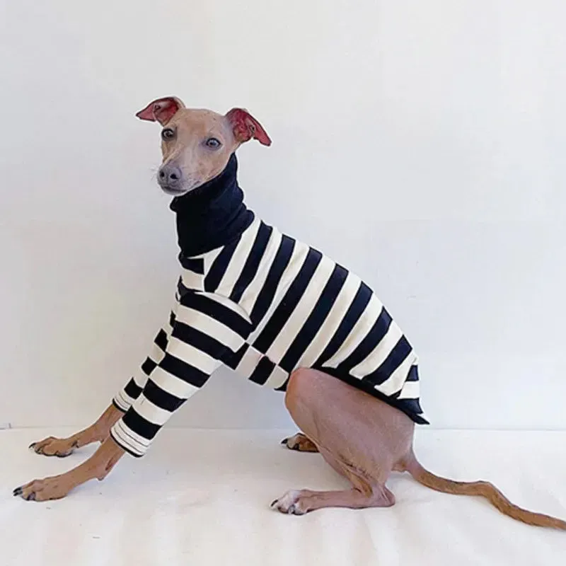 Black and White Striped Italian Greyhound Dog Clothes - Stylish Spring and Summer Fashion - Pet Black White Striped Clothing New Italian Greyhound Spring Summer Dog Clothes For Dogs Shirt Couple Cat Dog Clothing Puppy