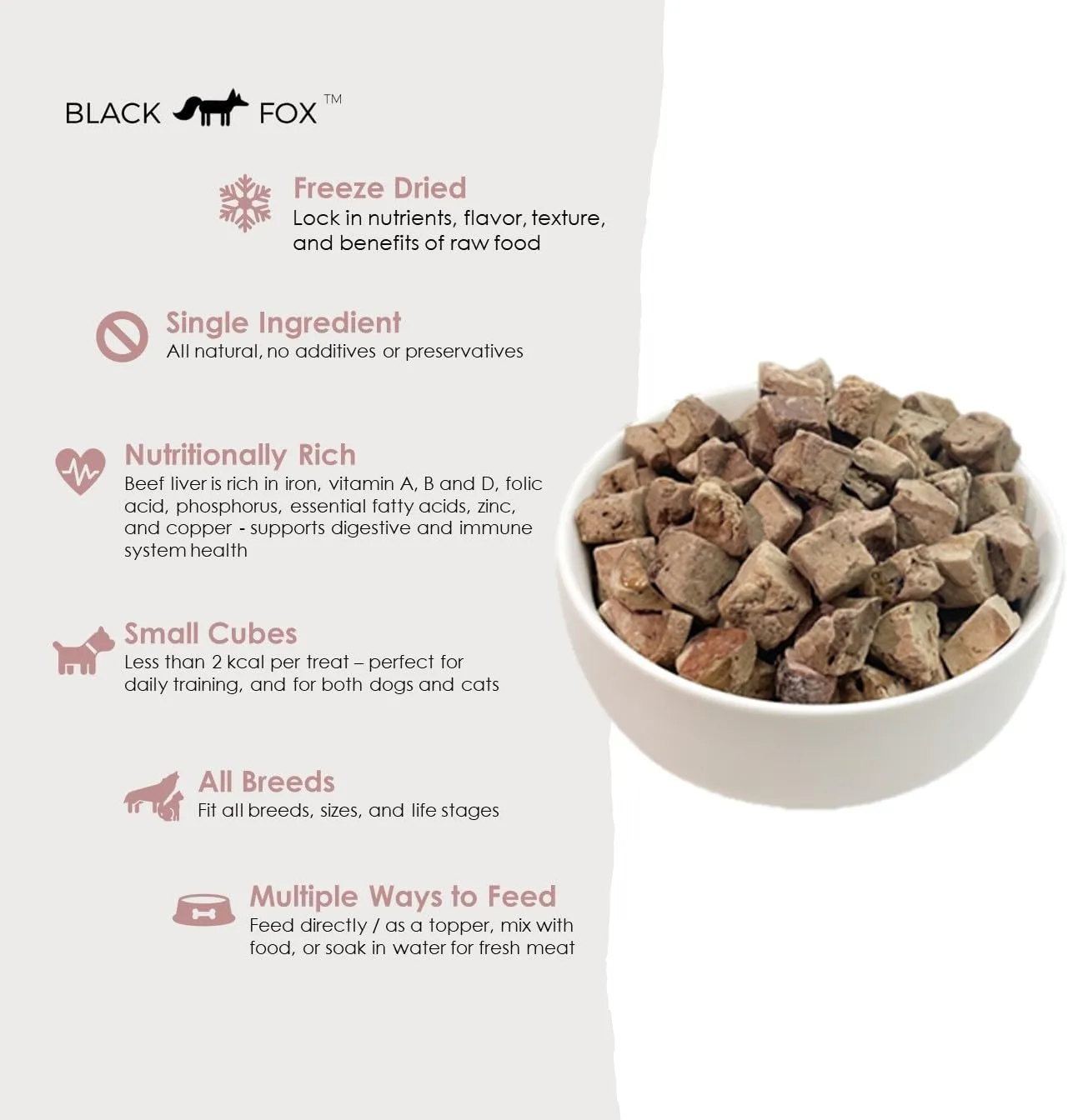 BLACK FOX Freeze-Dried Beef Liver Training Treats for Dogs and Cats | 260 Treats, 4oz, Single Ingredient, Raw Healthy, All Natural, Human Grade, Recyclable Packaging