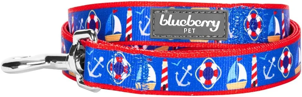 Blueberry Pet Essentials 2 Patterns Peace Bon Voyage Nautical Blue Dream Designer Dog Leash, 5 ft x 5/8", Small, Durable Leashes for Dogs