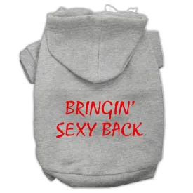 Bringin' Sexy Back Screen Print Pet Hoodies Grey Size Xl (16)