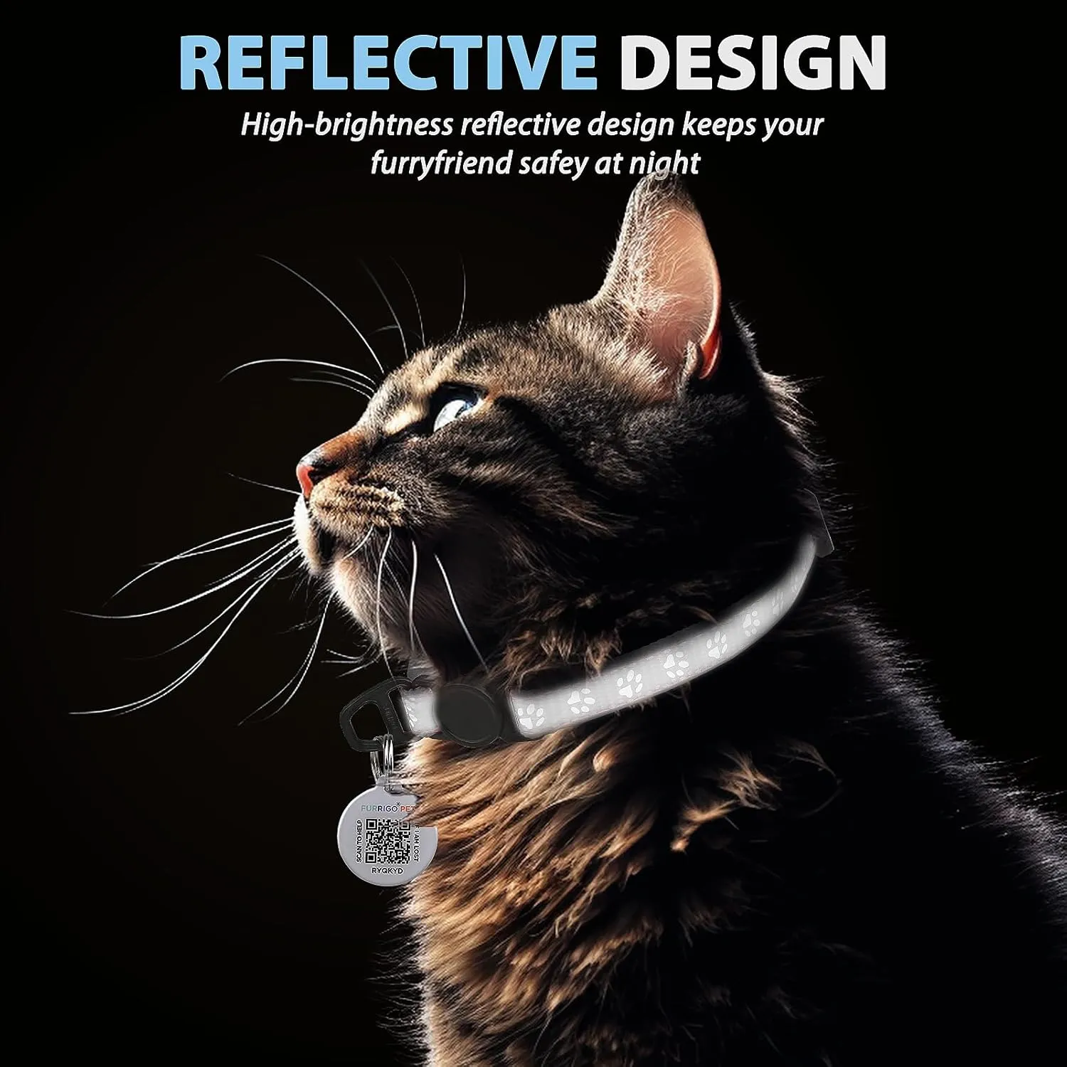 Cat Collar Breakaway with QR Code Name Tag, Reflective Kitten Collars with Bell, Cat ID Tag personalized, Ultra-Durable, Adjustable, Quick Release, Fits Most Girl Boy Small Large Cats (8''-13.3'')