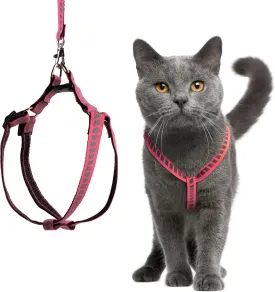 Cat Harness and Leash Set with Reflective Strip, Thin Cat Harness Escape Proof with Leash, Step-in, Adjustable, Indoor Outdoor, Easy-to-Put-On
