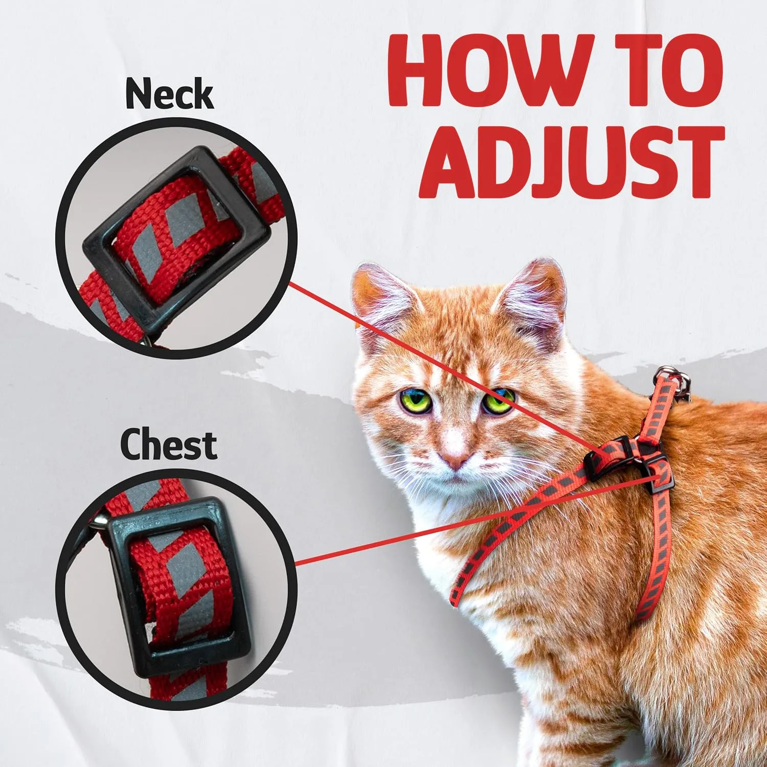Cat Harness and Leash Set with Reflective Strip, Thin Cat Harness Escape Proof with Leash, Step-in, Adjustable, Indoor Outdoor, Easy-to-Put-On