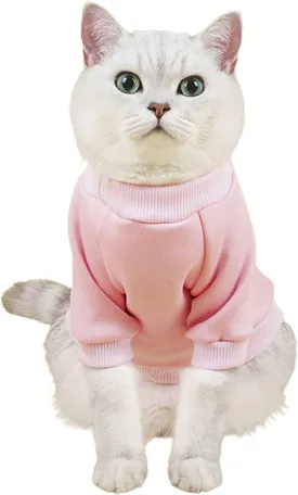 Cat Sweaters Shirts for Cats - Hairless Cat Cotton Tshirts Pet Clothes - Pullover Kitten T-Shirts with Sleeves - Cats & Small Dogs Apparel (Pink Red, Large)