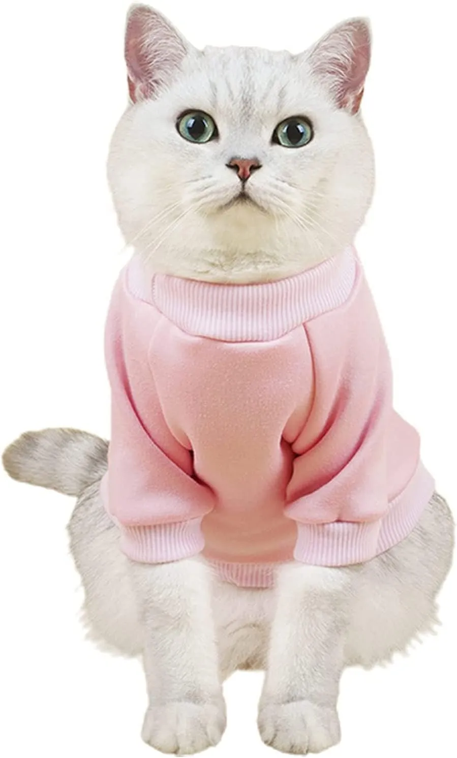 Cat Sweaters Shirts for Cats - Hairless Cat Cotton Tshirts Pet Clothes - Pullover Kitten T-Shirts with Sleeves - Cats & Small Dogs Apparel (Pink Red, Large)