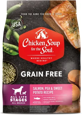 Chicken Soup for The Soul Grain-Free Dry All Stages Dog Food, Salmon, Pea & Sweet Potato Recipe, 10 Pound Bag | Dry Dog Food Made with Real Ingredients, No Artificial Flavors or Preservatives