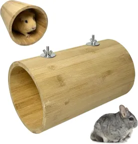Chinchilla Bamboo Hanging Tunnel Toys, Guinea Pig Tunnel Tube Toy, Small Animal Cage Accessories for Chinchilla Ferret Guinea Pig Rat (B)