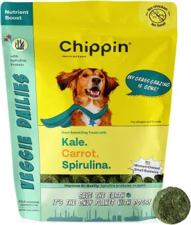 Chippin Dog Treats, Healthy Ingredients, Kale, Carrots, Spirulina, for Small, Medium, Large Dogs, Puppies, Seniors, Birthday Gift, Dog Training, Hypoallergenic, Made in USA, Training Treat