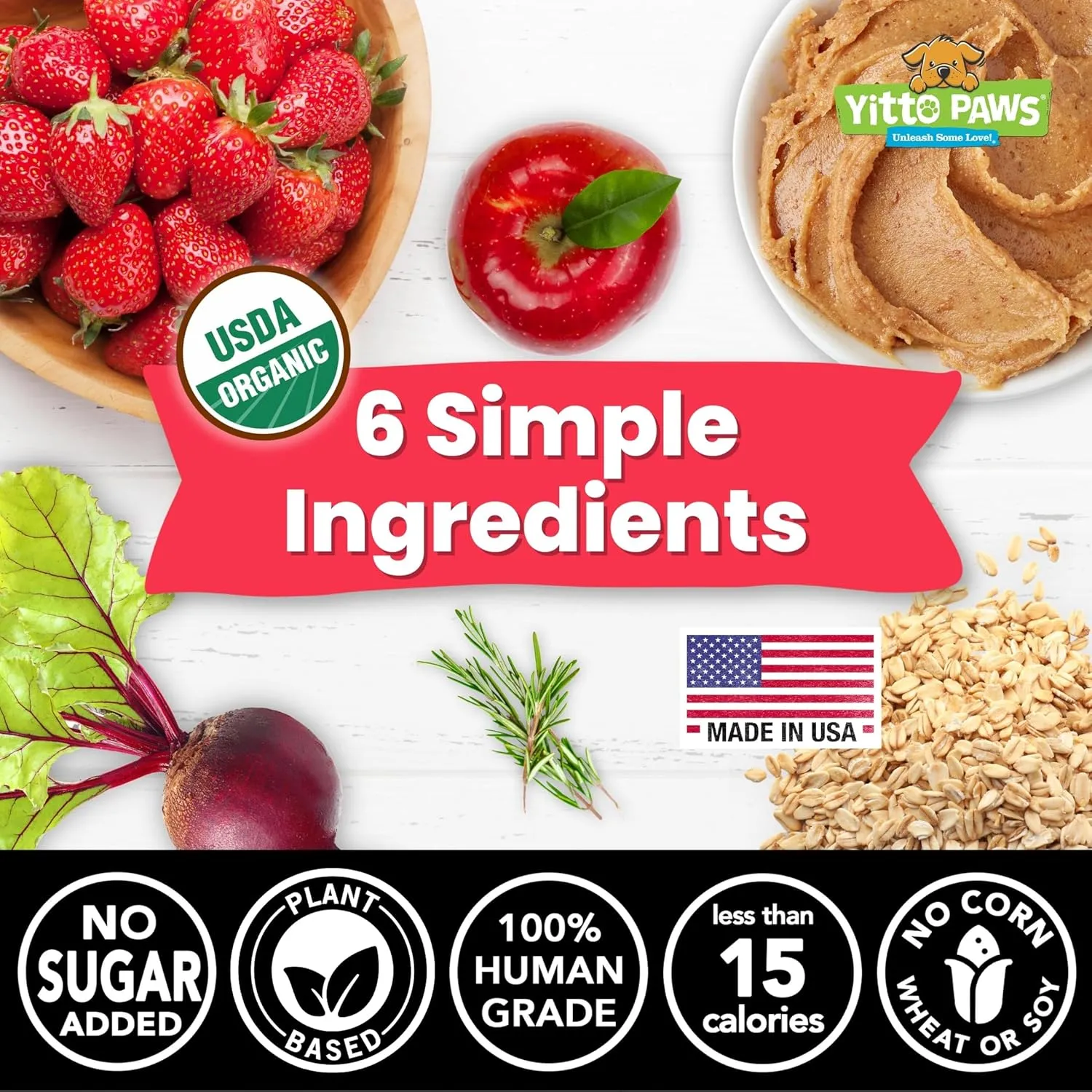 Crunchy Organic Peanut Butter Dog Treats, Strawberry & Oats Healthy Dog Treats, Vegan All Natural Dog Training Treats Made in USA Only  Low Calorie, Human-Grade, No Sugar Added Dog Biscuits