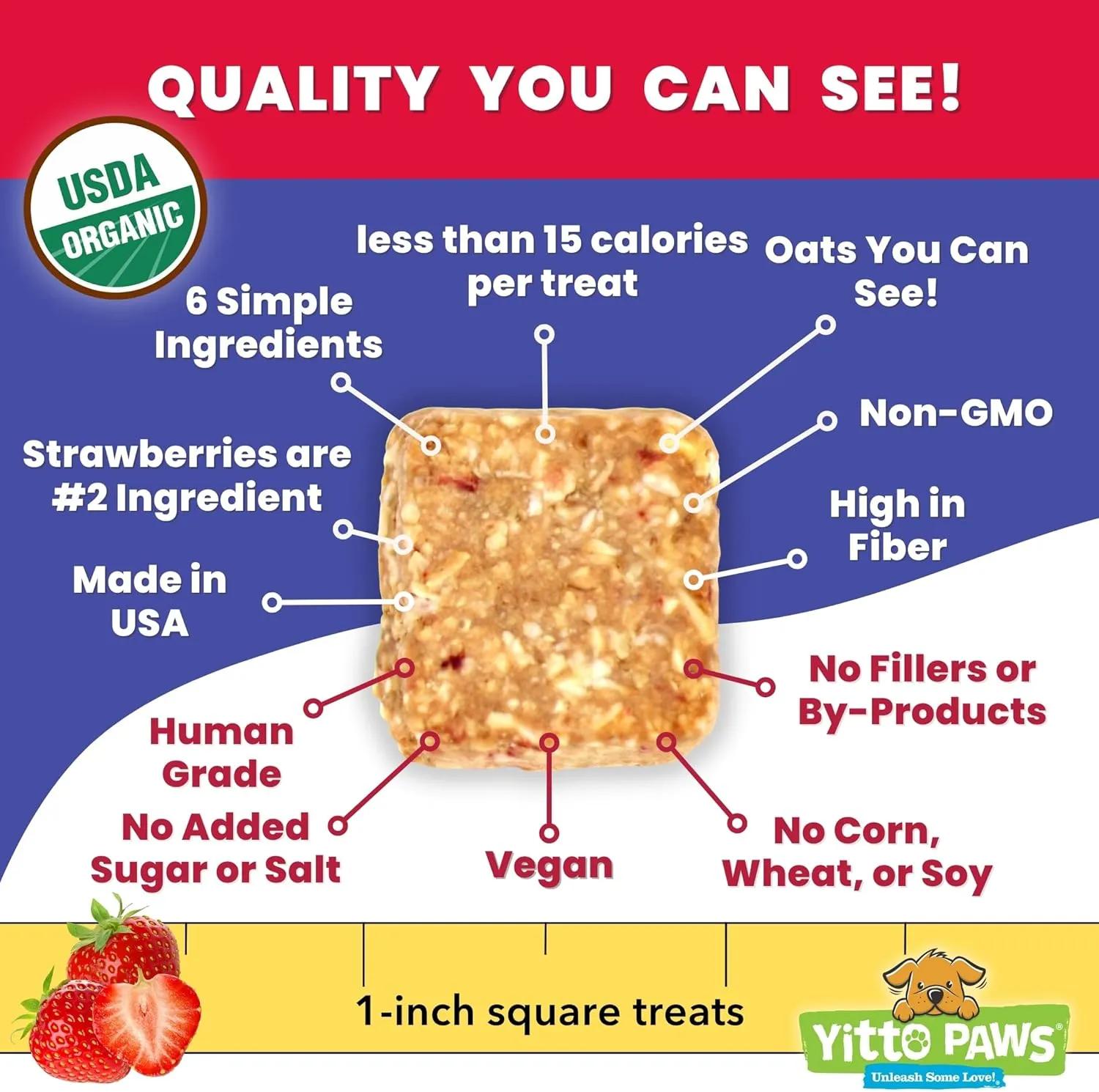 Crunchy Organic Peanut Butter Dog Treats, Strawberry & Oats Healthy Dog Treats, Vegan All Natural Dog Training Treats Made in USA Only  Low Calorie, Human-Grade, No Sugar Added Dog Biscuits