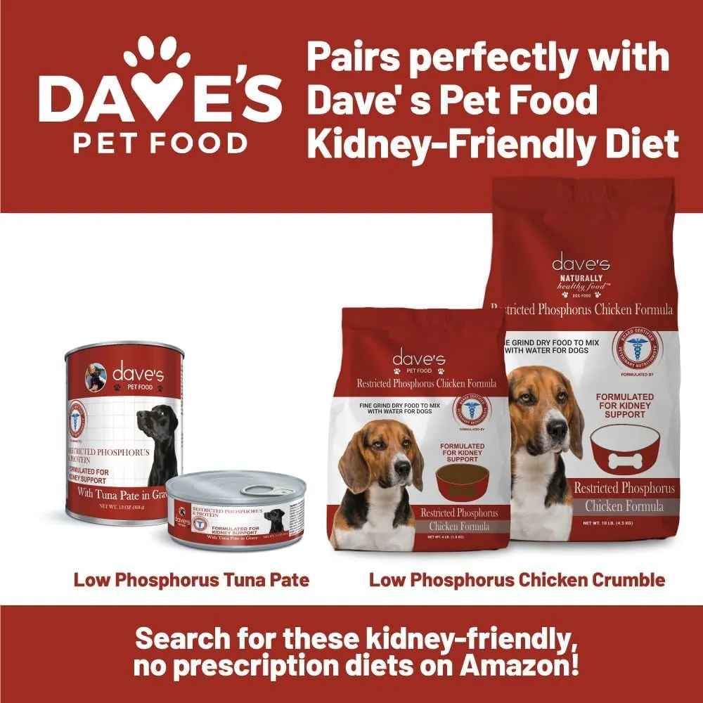 Dave's Pet Food Kidney Dog Treat for Renal Diet, Semi-Moist Sweet Potato Treats, Low Phosphorus Chewy Treats, Kidney Support for Dogs, Complements Friendly Dog Food (1 Pack)