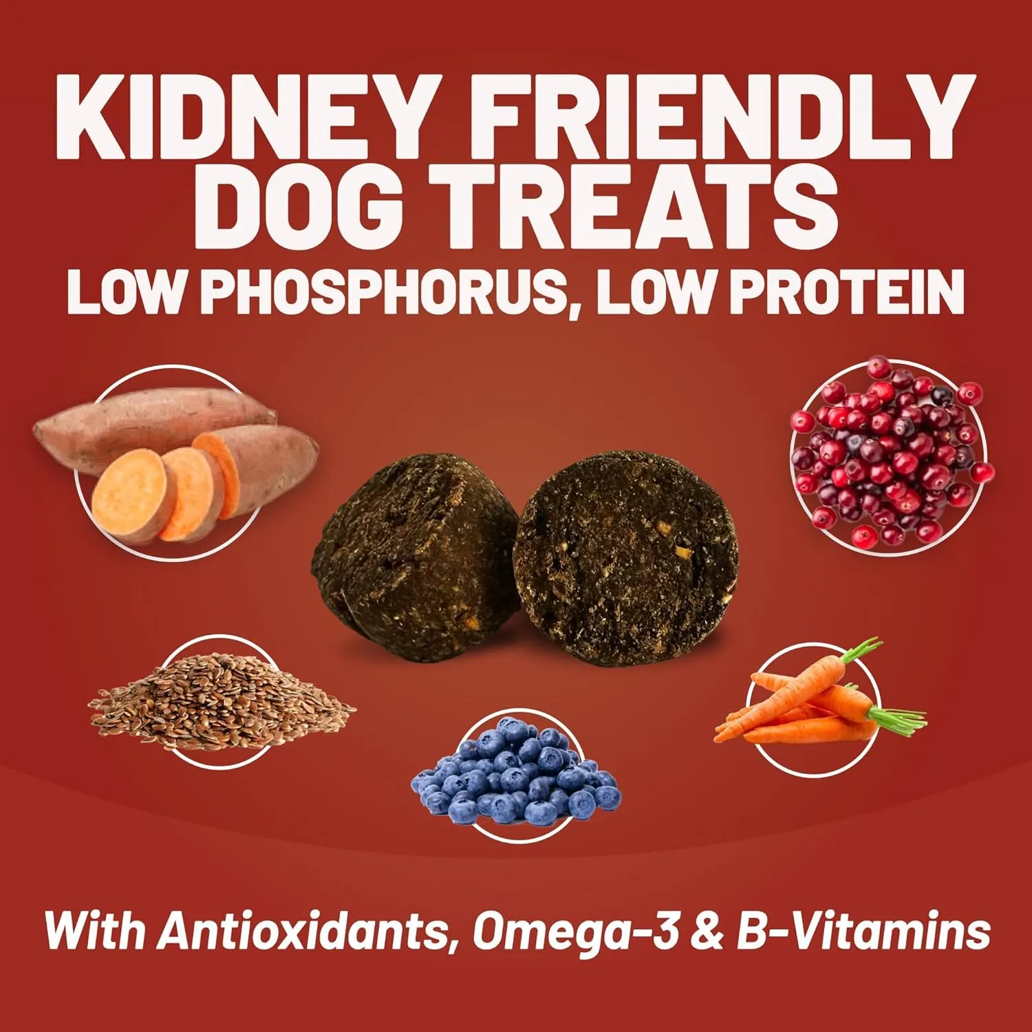 Dave's Pet Food Kidney Dog Treat for Renal Diet, Semi-Moist Sweet Potato Treats, Low Phosphorus Chewy Treats, Kidney Support for Dogs, Complements Friendly Dog Food (1 Pack)