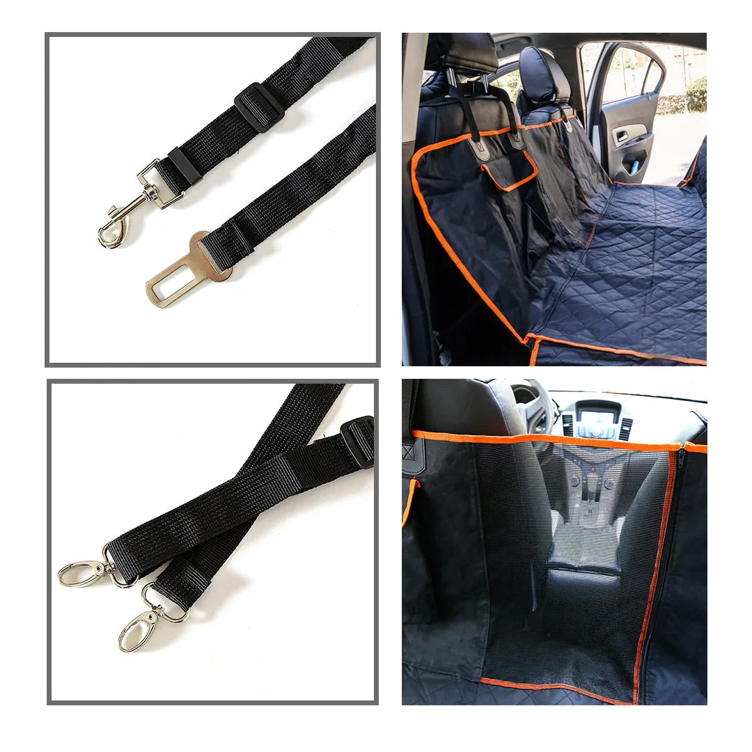 Dog Car Seat Cover Premium Waterproof 600D Oxford Cloth Back Seat Protector Hammock Pet Mat - Black