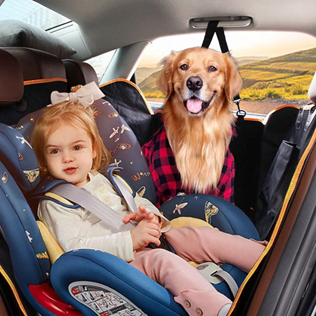 Dog Car Seat Cover Premium Waterproof 600D Oxford Cloth Back Seat Protector Hammock Pet Mat - Black