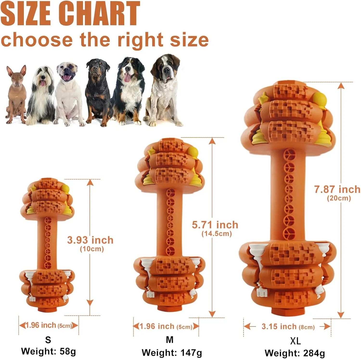 Dog Chew Toys for Aggressive Chewers,Food Grade Non-Toxic Dental Pet Toy,Tough Durable Indestructible Dog Toys for Small Medium Dogs.Orange8IB-15IB