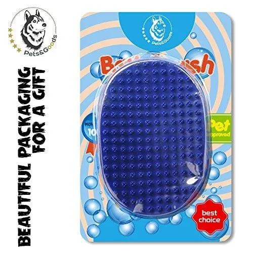 Dog Grooming Brush - Dog Bath Brush - Cat Grooming Brush - Dog Washing Brush - Rubber Dog Brush - Dog Hair Brush - Dog Shedding Brush - Pet Shampoo Brush for Dogs and Cats with Short or Long Hair