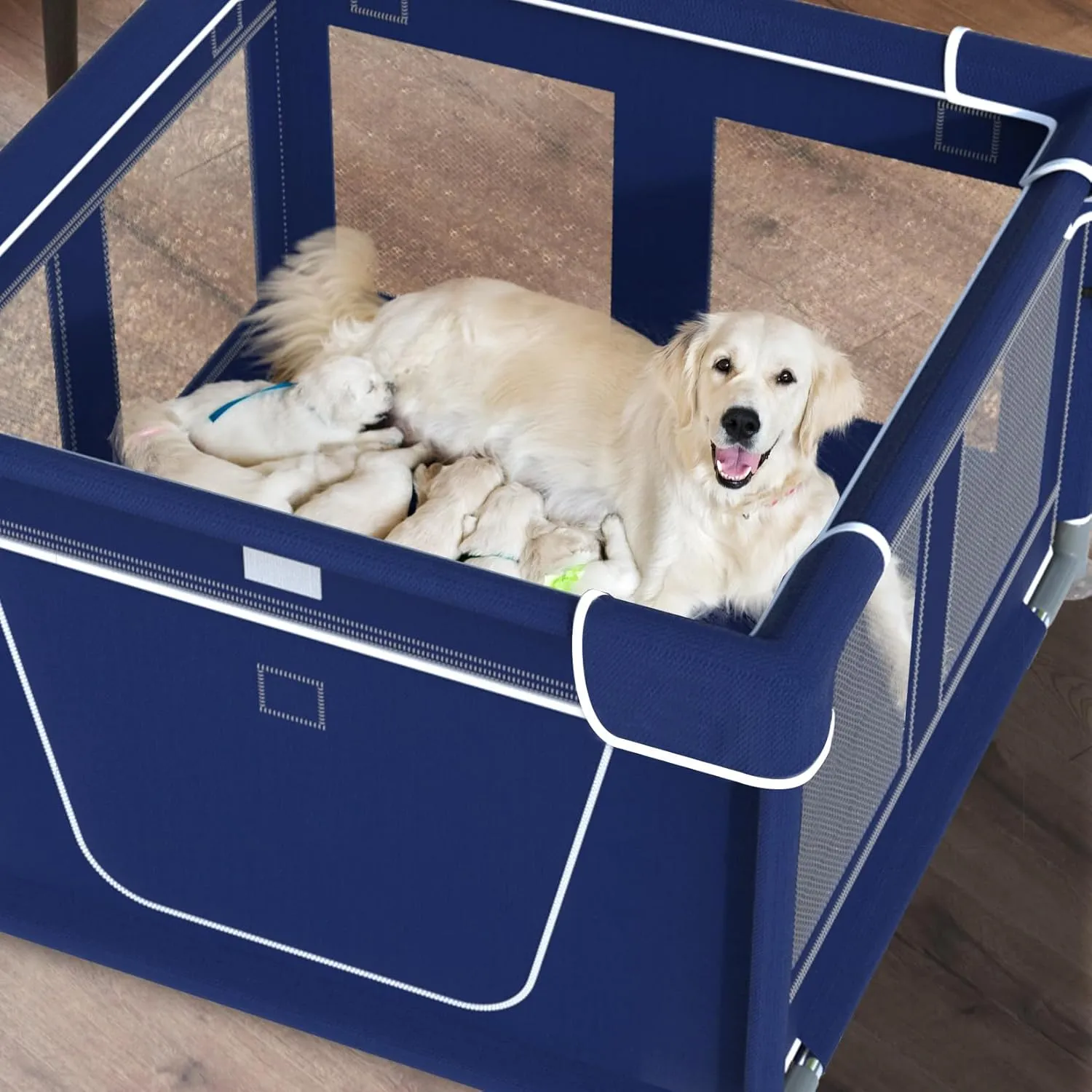 Dog Playpen 42  42 Inch, Puppy PlayPen with Gate for Puppies, Pet PlayPen with Roof for Outdoors & Indoors, Thickened Fabric, Safe & Sturdy Dog Fence