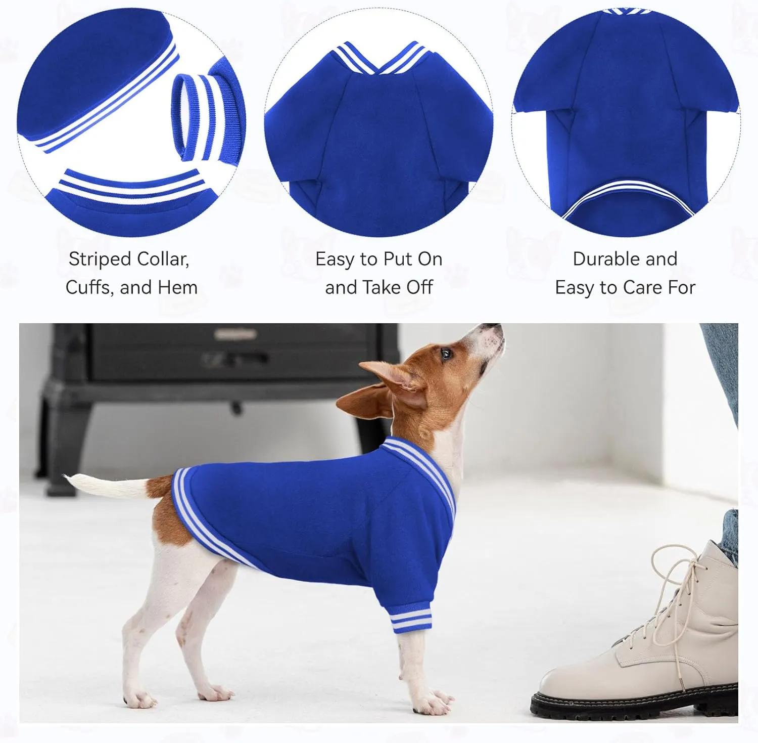 Dog Sweater Dog Clothes Brushed Fleece Baseball Jacket Soft Warm Dog Sweatshirt Dog Sweaters for Small Dogs Puppy Sweater Boy Girl Pet(Blue-XS)