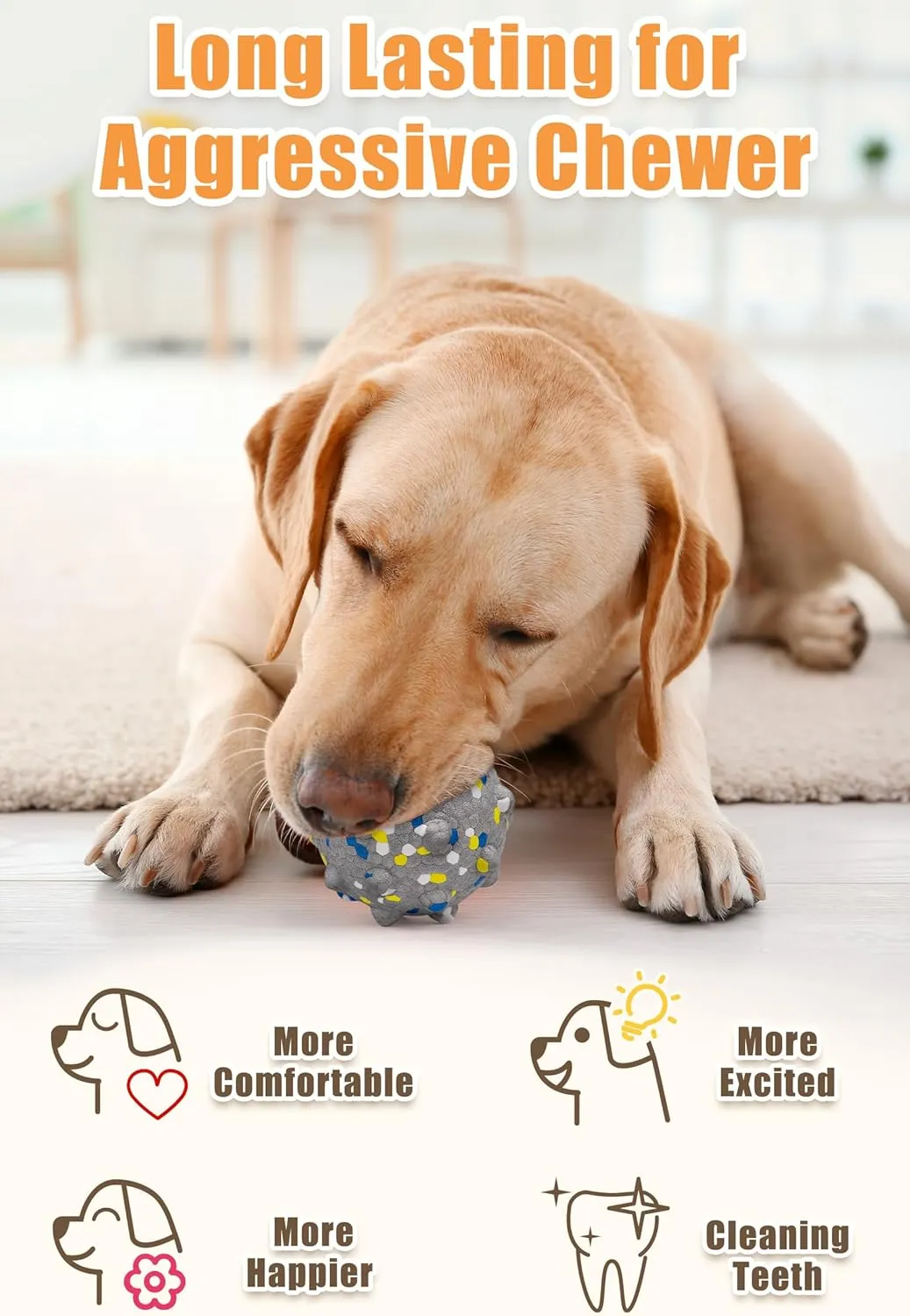 Dog Tennis Balls for Aggressive Chewers, Indestructible Durable Bouncy Interactive Toy for Dogs Fetch Game Lightweight Floating Outdoor Training(4Pcs Medium)