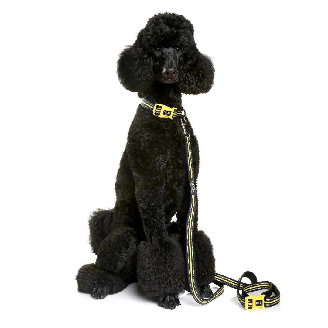 DOOG Neoprene Bolt Neon Black and Yellow Dog Collar Extra Small^^^