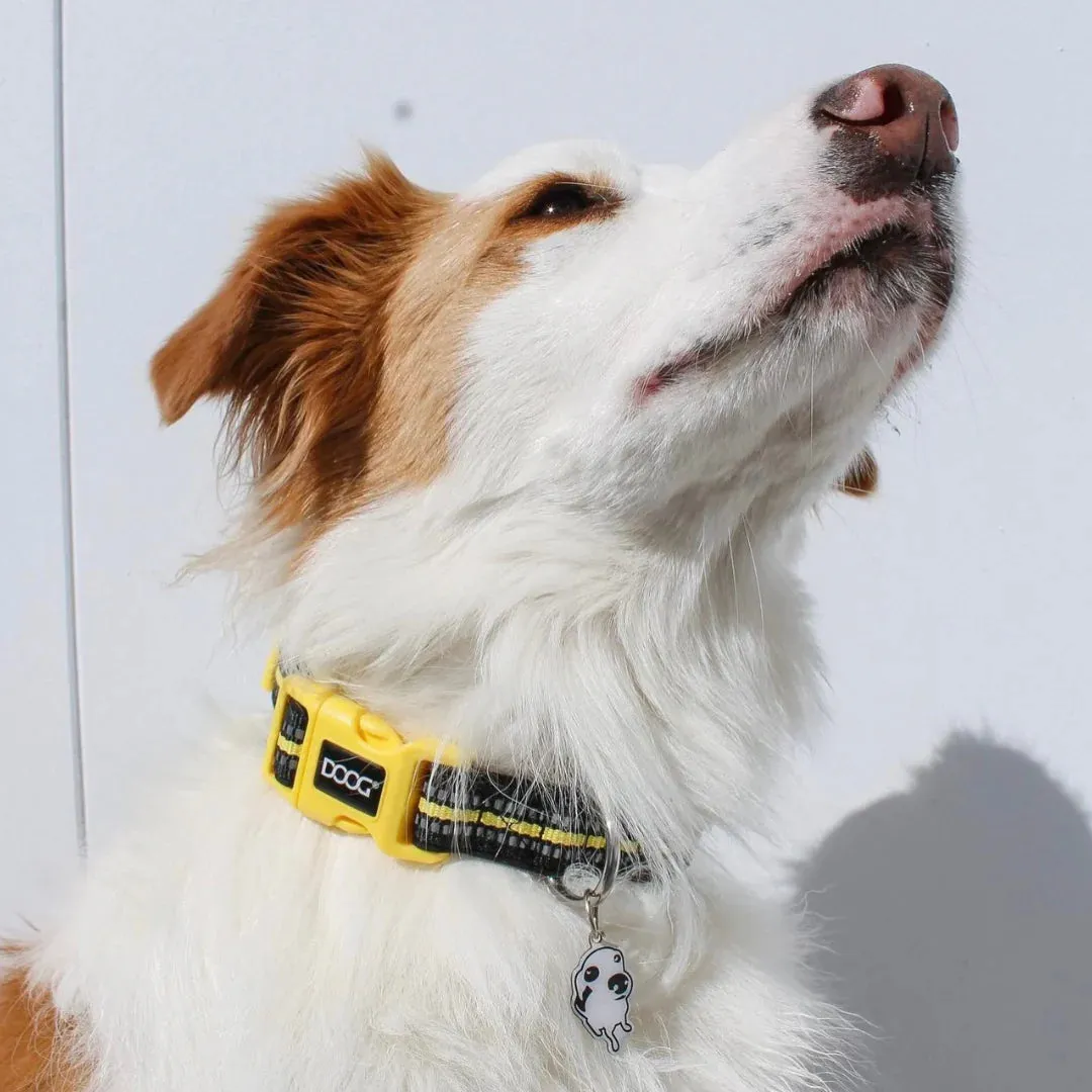 DOOG Neoprene Bolt Neon Black and Yellow Dog Collar Extra Small^^^