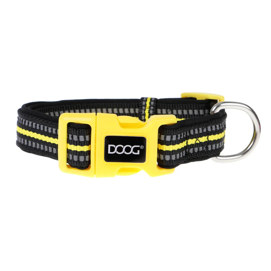 DOOG Neoprene Bolt Neon Black and Yellow Dog Collar Extra Small^^^