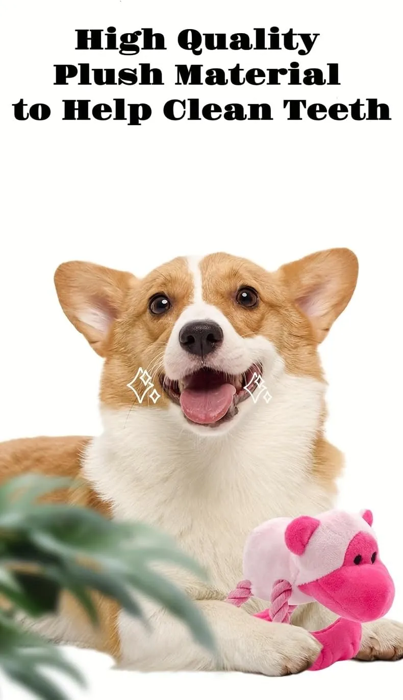 Durable Plush Dog Toy with Squeaker - Double Rope Knot Chew Toy for Dogs & Cats, Teeth Cleaning, Stress Relief, Fun and Interactive Play, All Breeds (Frog)
