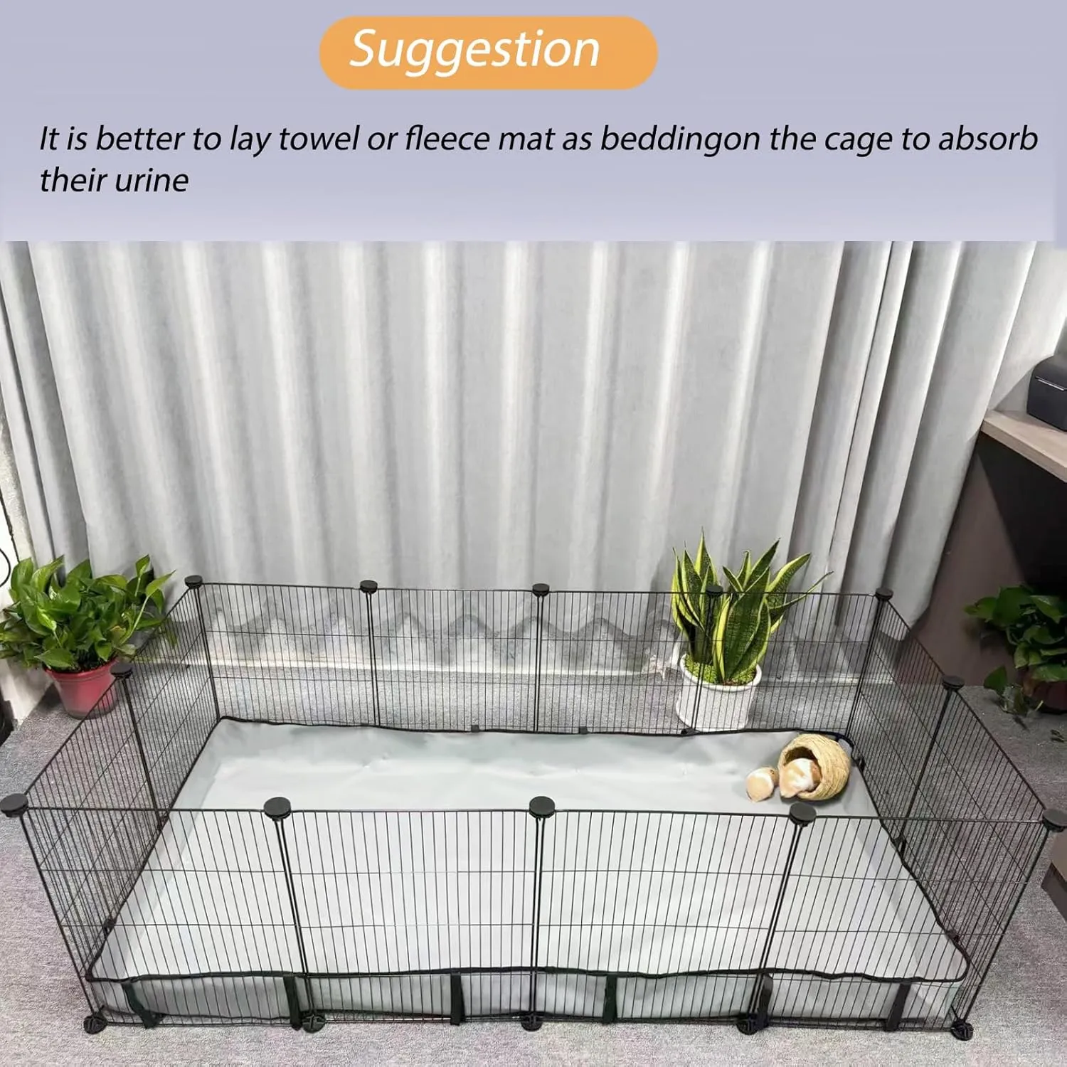 DZWLKJ Guinea Pig Cage Liner Tarp Bottom Waterproof and Washable Base Also for Rabbits, Bunny, Chinchesillas, Hedgehog, Ferrets and Other Small Animals(24x48 inches)