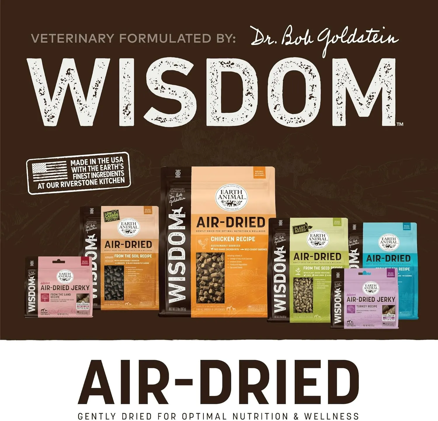 Earth Animal Wisdom Air-Dried Jerky From the Seed Recipe | Dog Treats | Dog Snacks | Premium Natural Plant-Based Jerky Strips | 4 oz |Made in the USA (Pack of 1)