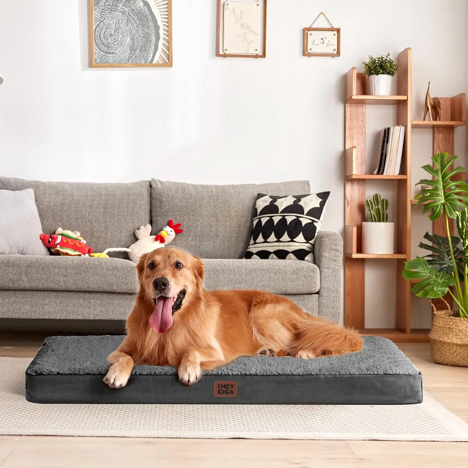 EHEYCIGA Orthopedic XXL Dog Beds for Jumbo Dogs with Removable Washable Cover, Grey, 50x36
