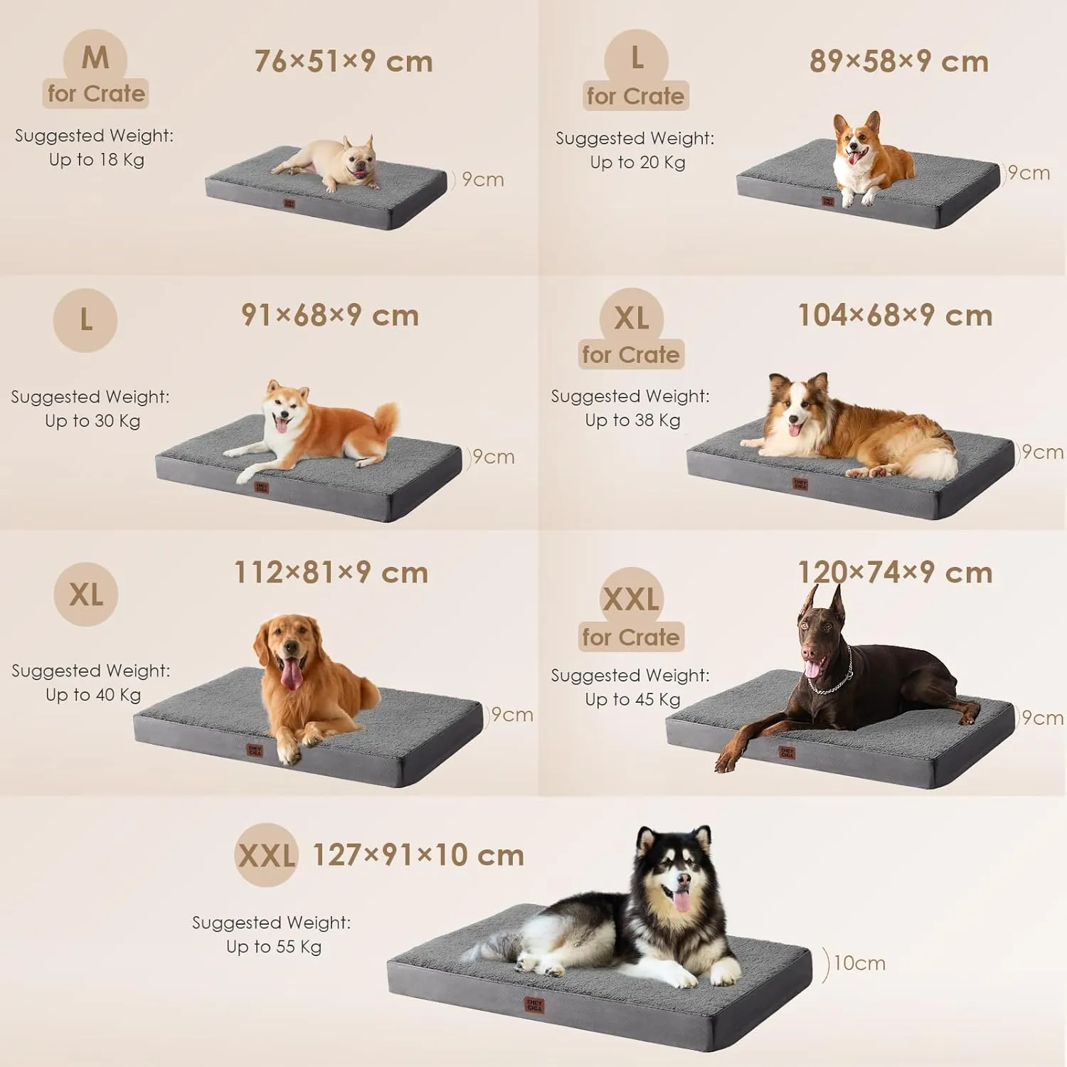EHEYCIGA Orthopedic XXL Dog Beds for Jumbo Dogs with Removable Washable Cover, Grey, 50x36