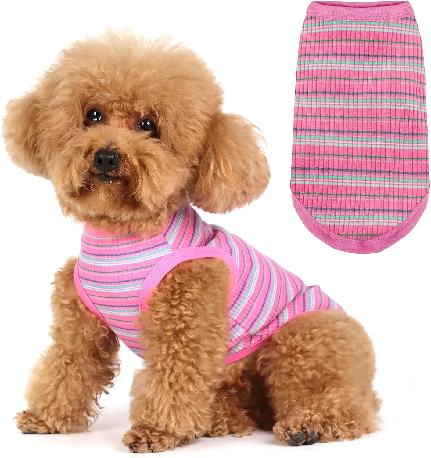 Elevate Your Pet's Comfort and Fashion: Premium 100% Cotton Rib Dog Shirt Vest for Small Breeds Like Chihuahuas, Yorkies, and Puppies .Year-Round Style with Tank-Style Puppy Attire Green Medium