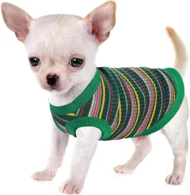 Elevate Your Pet's Comfort and Fashion: Premium 100% Cotton Rib Dog Shirt Vest for Small Breeds Like Chihuahuas, Yorkies, and Puppies .Year-Round Style with Tank-Style Puppy Attire Green Medium