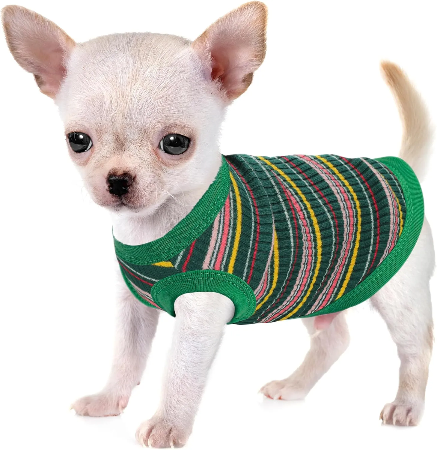 Elevate Your Pet's Comfort and Fashion: Premium 100% Cotton Rib Dog Shirt Vest for Small Breeds Like Chihuahuas, Yorkies, and Puppies .Year-Round Style with Tank-Style Puppy Attire Green Medium