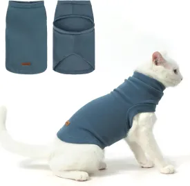 EXPAWLORER Soft Cat Sweater - Cat Sweaters - Warm Clothes for Cats & Small Dogs, Pregnant Dogs Included, Winter Pullover Design, Soft Fleece Sweatshirt, Blue Size S