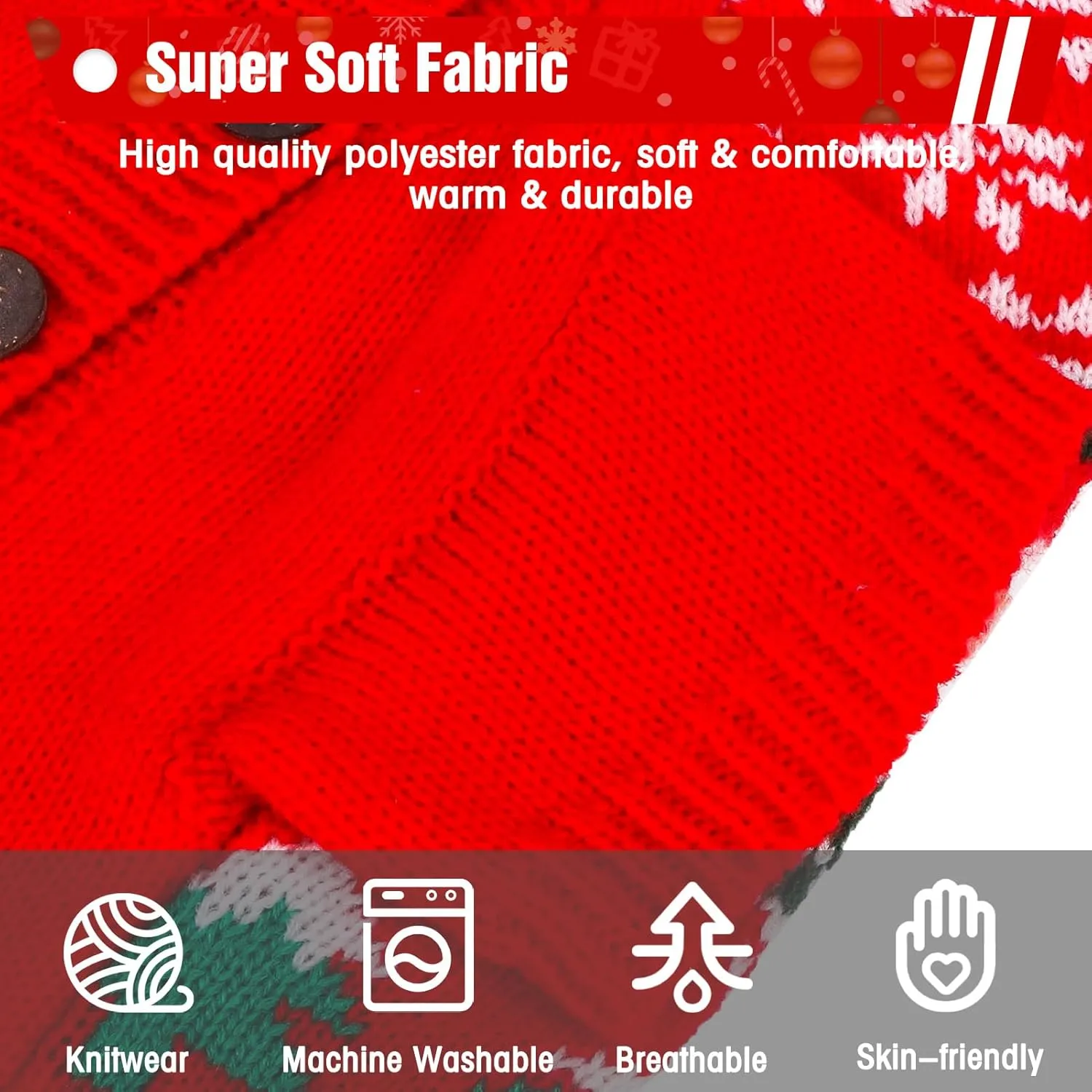 EXPAWLORER Stylish Knitted Cat Christmas Sweater - Soft Clothes for Cats, Kitten Xmas Sweater with Sleeve Warm Apparel, Small