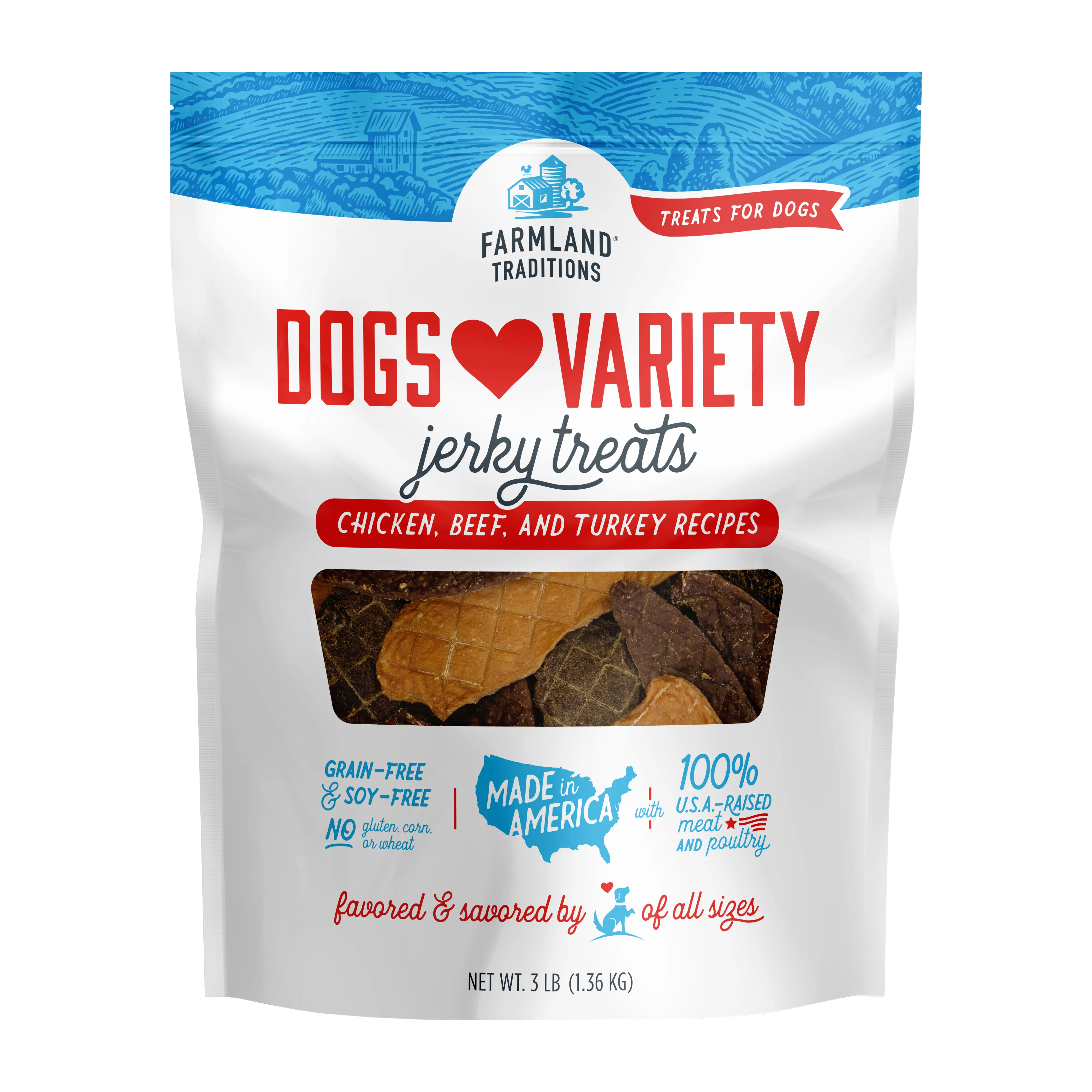 Farmland Traditions Dogs Love Variety Jerky Treats 3lb