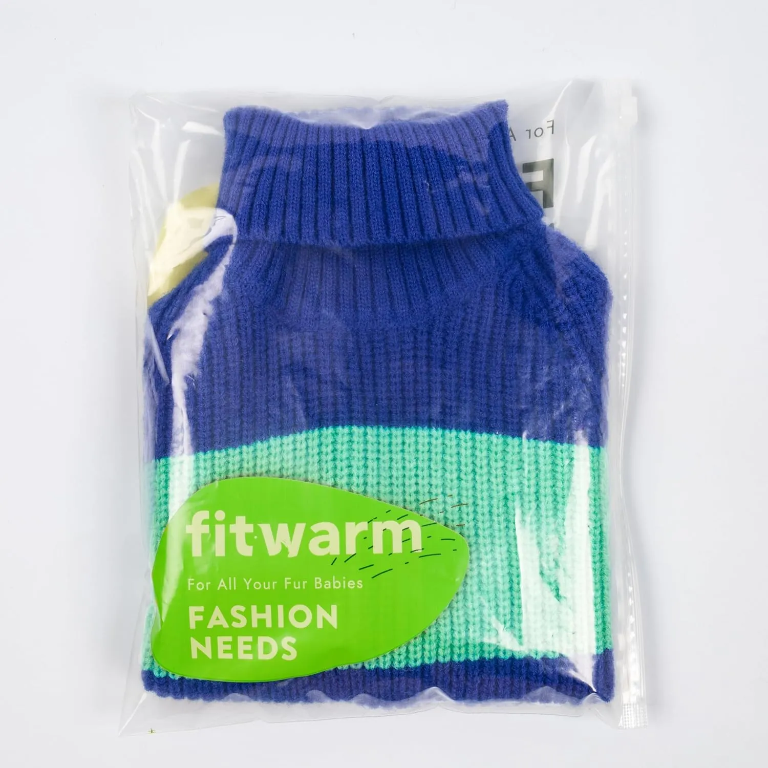 Fitwarm Color Block Dog Sweater, Thermal Dog Winter Clothes for Small Dogs Boy Girl, Soft Turtleneck Sweater for Dog, Pet Outfit, Royal Blue, Turquoise Green, Large