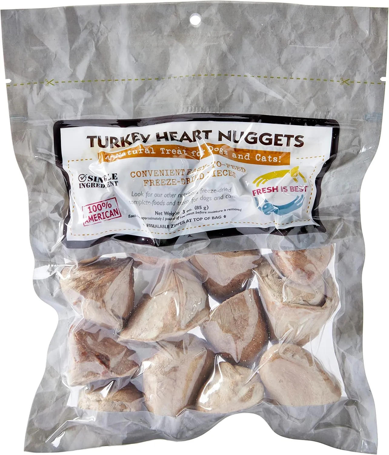 Fresh Is Best - Freeze Dried Healthy Raw Meat Treats for Dogs & Cats - Turkey Heart Nuggets